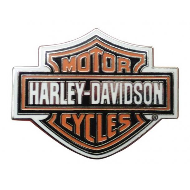 Harley-Davidson&Ccedil; Orange Bar &amp; Shield Silver Pin