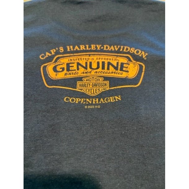 Men's Elongated Orange Bar &amp; Shield Black T-Shirt 