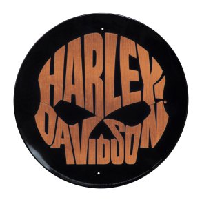 H-D COPPER SKULL TIN SIGN