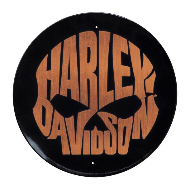 H-D COPPER SKULL TIN SIGN