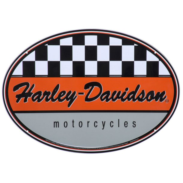 H-D RACING OVAL TIN SIGN