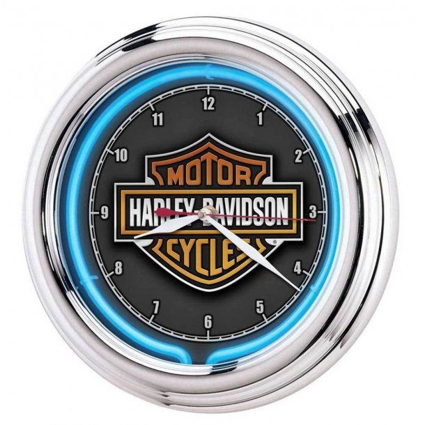 Harley-Davidson Essential Bar &amp; Shield Blue Neon Clock