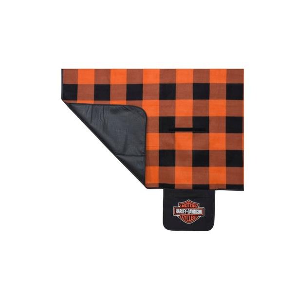 BAR &amp; SHIELD FOLDING PLAID PICNIC BLANKET TOTE