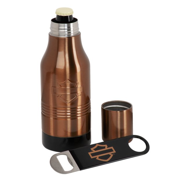 H-D OPEN B&S STAINLESS STEEL BOTTLE COOLER &amp; OPENER SET