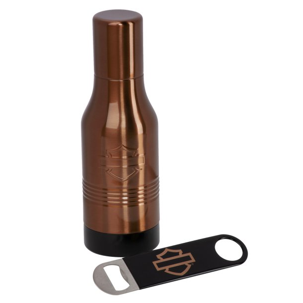 H-D OPEN B&S STAINLESS STEEL BOTTLE COOLER &amp; OPENER SET