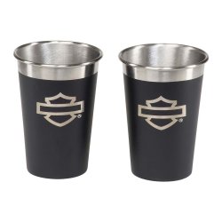 OPEN BAR &amp; SHIELD STAINLESS STEEL GLASS SET