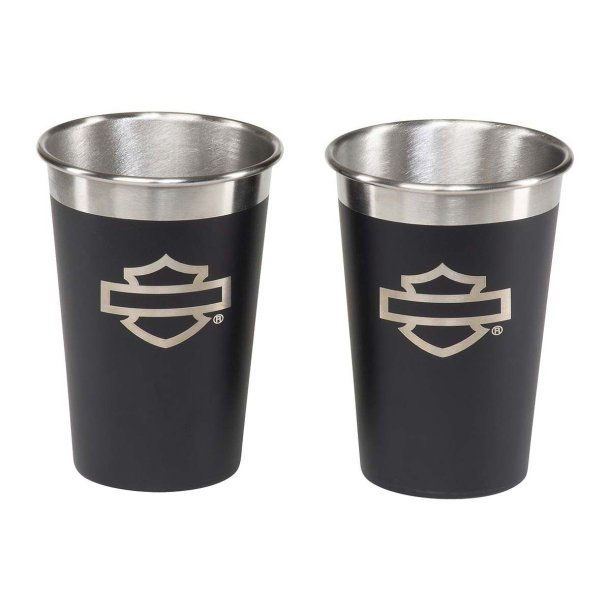 OPEN BAR &amp; SHIELD STAINLESS STEEL GLASS SET