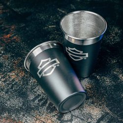 OPEN BAR &amp; SHIELD STAINLESS STEEL GLASS SET