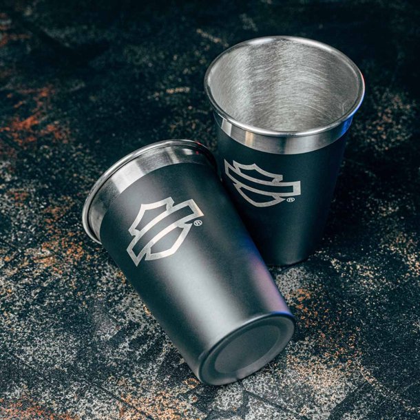 OPEN BAR &amp; SHIELD STAINLESS STEEL GLASS SET