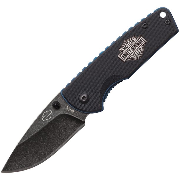 Blue Titanium Liner Black Tec X Harley-Davidson Knife