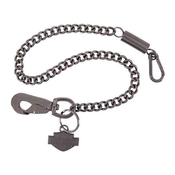 Gunmetal Bar &amp; Shield 25 inch Wallet Chain