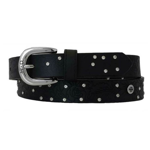 Harley-Davidson&Ccedil; Women's Rosetta Embossed Floral Studded Leather Belt