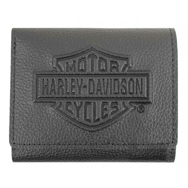 Embossed B&S Logo Leather Tri-Fold Wallet