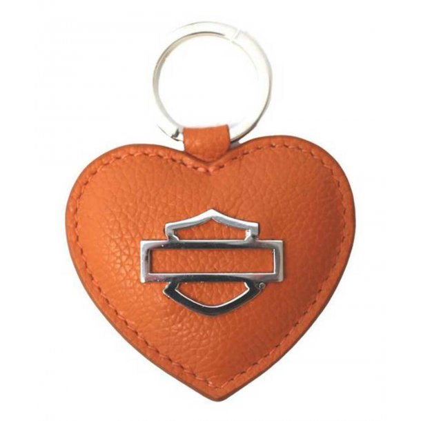 B&S Women's Heart Medallion Leather Key Fob ORANGE