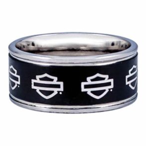 UNISEX OUTLINE BAR & SHIELD STAINLESS STEEL RING