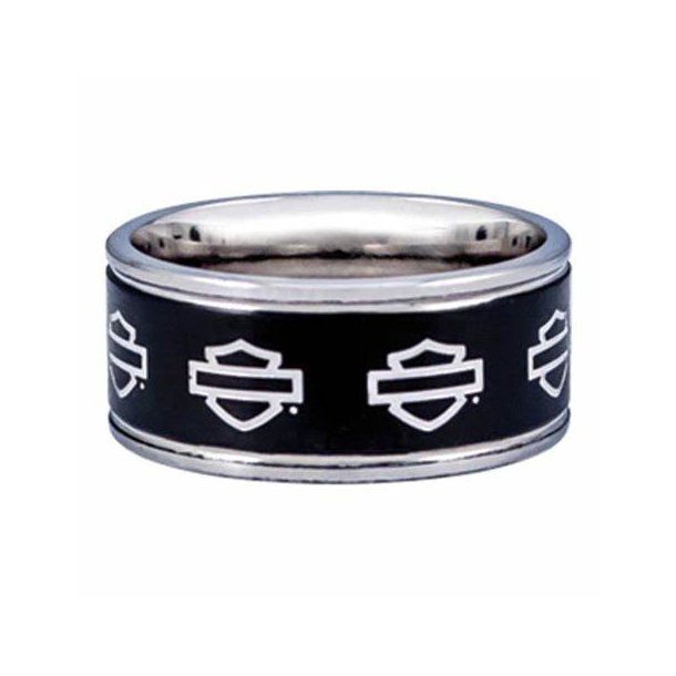 UNISEX OUTLINE BAR &amp; SHIELD STAINLESS STEEL RING