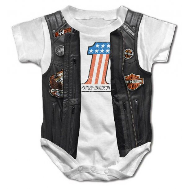 Baby Boys' Printed Faux Leather Vest Short Sleeve Creeper