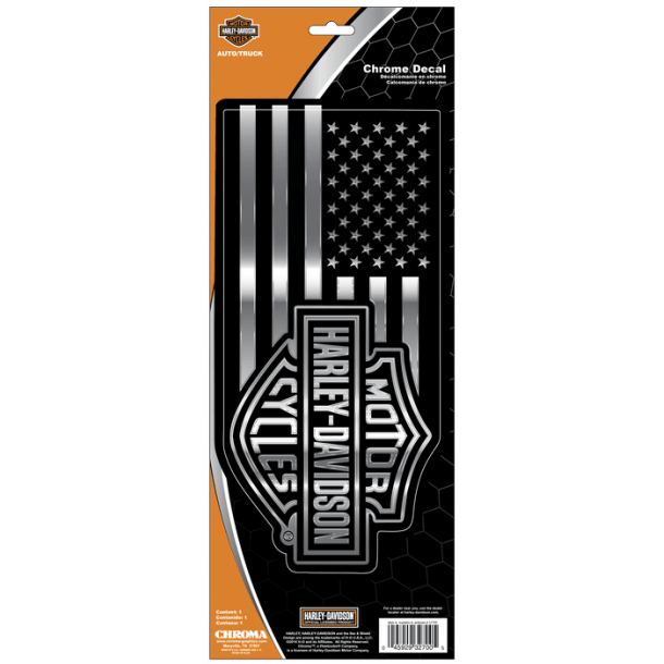 Harley Davidson Flag, Chrome Decal