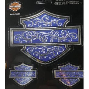 BLUE AND SILVER BAR & SHIELD DECALS