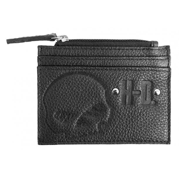 SKULL WMBOSSED ZIP TOP PKT WALLET