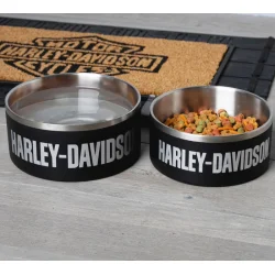 H-D BLACK STAINLESS STEEL PET BOWL - LARGE