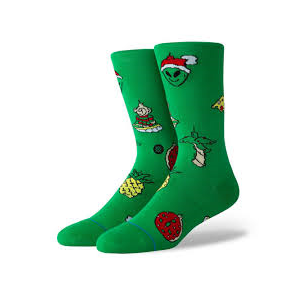 Classic Xmas Ornaments Crew Green Socks