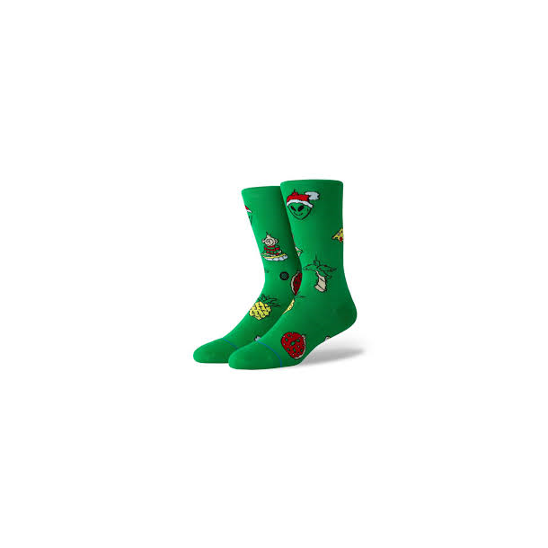 Classic Xmas Ornaments Crew Green Socks