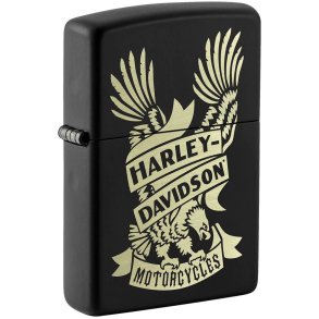 H-D GOLD EAGLE MAT BLK ZIPPO