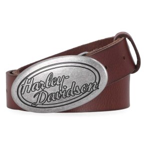 H-D Women's Oval Script Buckle Genuine Leather Belt