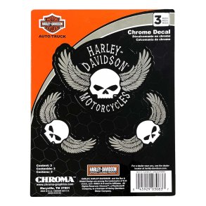  Winged Skulls Chrome Decals - 3 Piece 