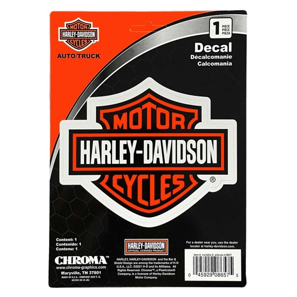 Harley-Davidson Bar &amp; Shield Logo Vinyl Decal - Orange &amp; Black