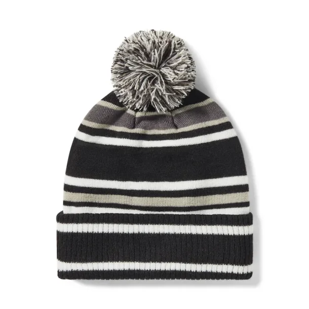 STRIPE POM BEANIE, BLACK/OFF WHITE