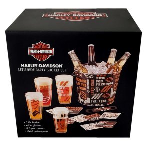 Let's Ride Party Silhouette Bar & Shield Bucket Set