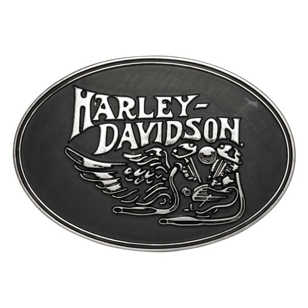 Men's Winged Motorcycle Belt Buckle, Polished Silver Finish