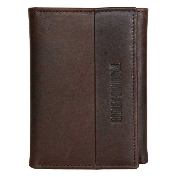 Harley-Davidson Men's H-D Signature Tri-Fold Genuine Leather Wallet - Brown