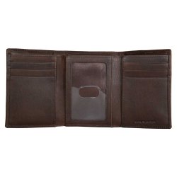 Harley-Davidson Men's H-D Signature Tri-Fold Genuine Leather Wallet - Brown