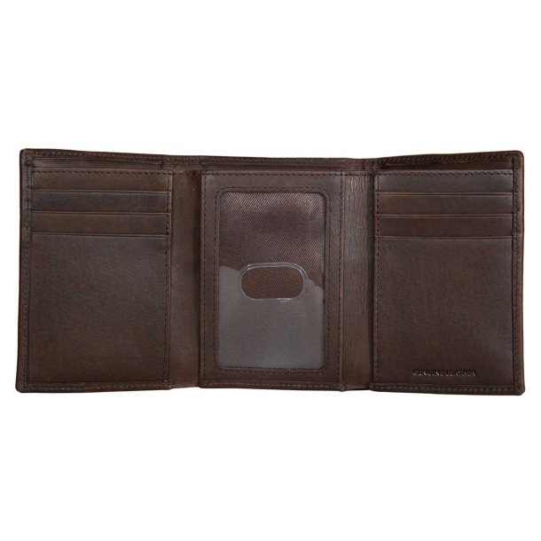 Harley-Davidson Men's H-D Signature Tri-Fold Genuine Leather Wallet - Brown