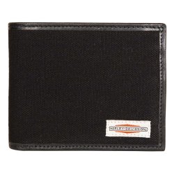 Harley-Davidson Men's Patch Cotton Canvas &amp; Leather Bi-Fold Wallet - Black