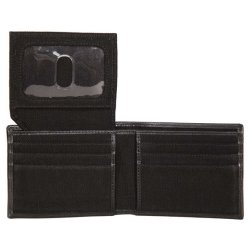 Harley-Davidson Men's Patch Cotton Canvas &amp; Leather Bi-Fold Wallet - Black