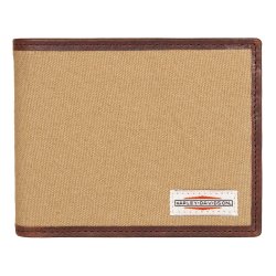 Harley-Davidson Men's Patch Cotton Canvas &amp; Leather Bi-Fold Wallet - Khaki