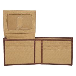 Harley-Davidson Men's Patch Cotton Canvas &amp; Leather Bi-Fold Wallet - Khaki