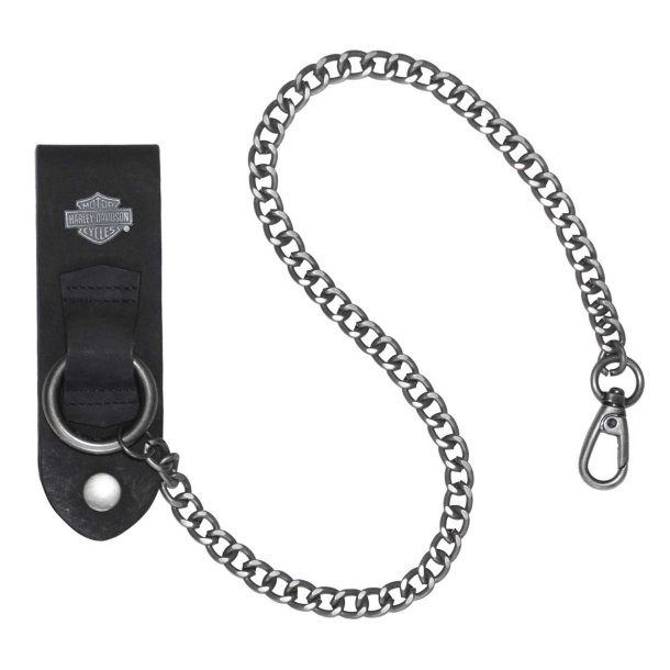 Men's Bar &amp; Shield 24 inch Wallet Chain, Antique Nickel Finish