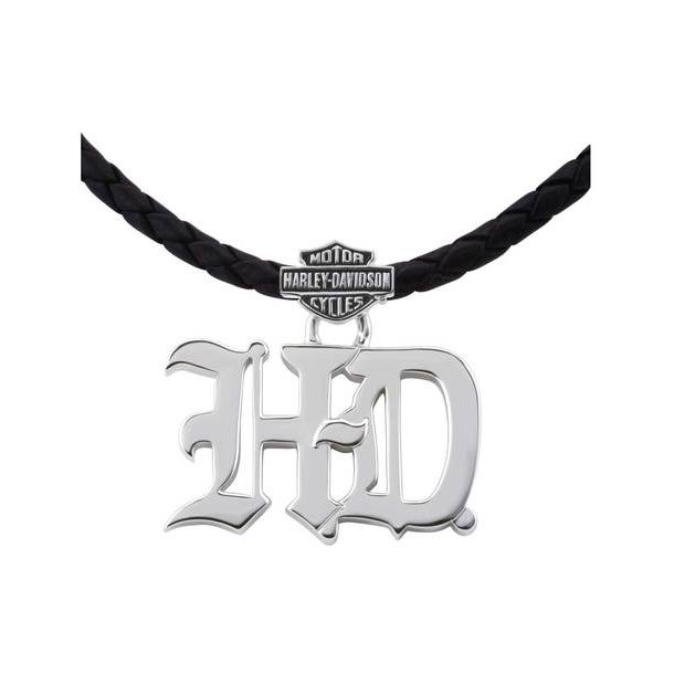 HD SILVER NECKLACE ON LEATHER CORD 22"