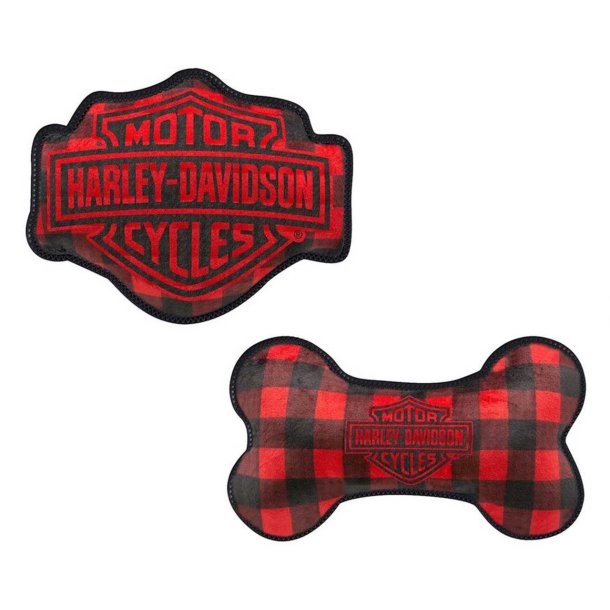 Buffalo Plaid Bar &amp; Shield Pet Toys - Set Of Two