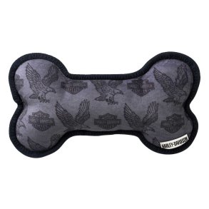 Repeat Bar & Shield Eagle Plush Bone Dog Toy w/ Squeaker  Gray
