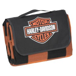 BAR &amp; SHIELD FOLDING PLAID PICNIC BLANKET TOTE