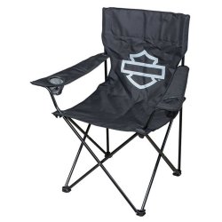 Harley-Davidson Open Bar &amp; Shield Folding Chair w/ Storage Bag - Black
