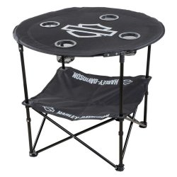 Harley-Davidson Open Bar &amp; Shield Folding Table w/ Storage Bag - Black
