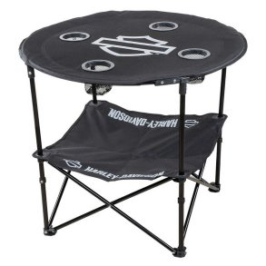 Harley-Davidson Open Bar & Shield Folding Table w/ Storage Bag - Black