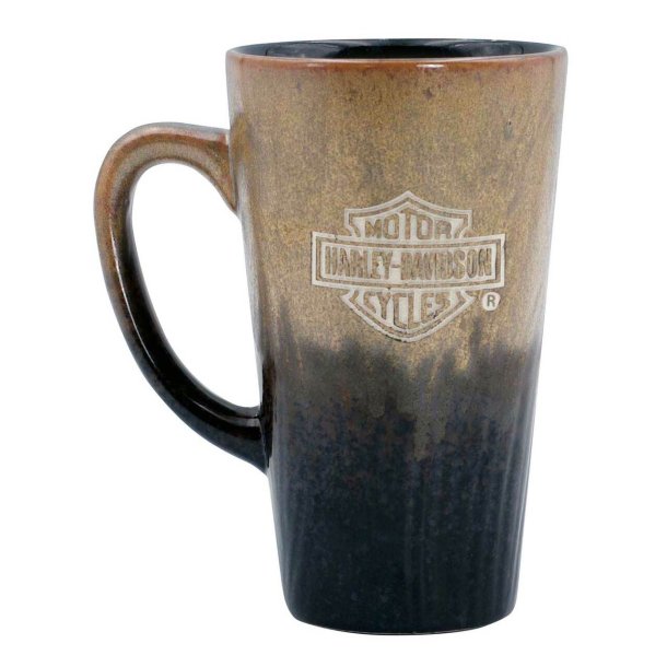 Engraved Bar &amp; Shield Logo Sculpted Ceramic Latte Mug